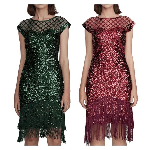 1920s Flapper Great Gatsby Vintage Retro Tassel Fringe Sequin Dress SIZE S NEW - Picture 11 of 12